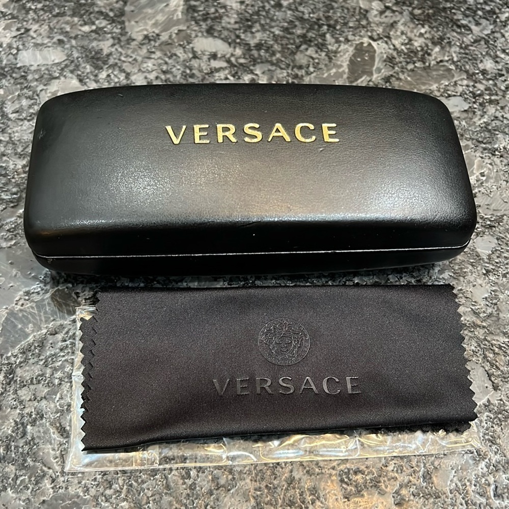 Versace Black Clamshell Eyewear Case with Silk Cloth